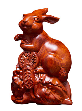 康御红花梨木中式办公室兔子
