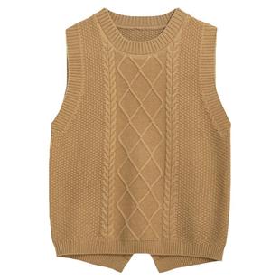 2025年秋季新款背心女前短后开叉设计感小众针织马甲百搭无袖毛衣