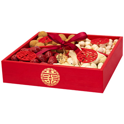 羽括【早生贵子四宫格楠竹果盘】