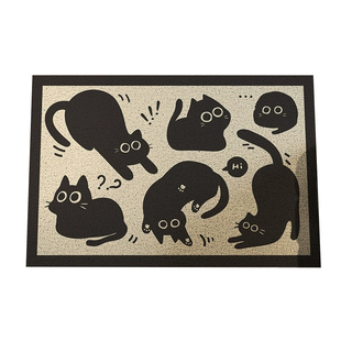 黑猫入户门地垫家用玄关大门口门垫进门蹭土脚垫pvc丝圈防滑垫子