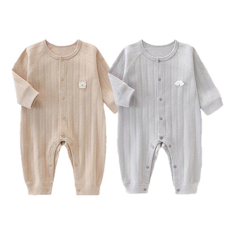 贝乐咿新生婴儿连体衣夏季纯棉长袖款哈衣宝宝空调服睡衣爬服