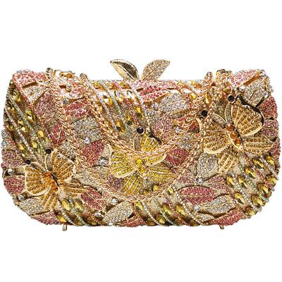 简瑞吉娜轻奢蝶恋花彩钻手拿包