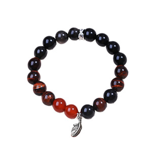 恋与深空秦彻衍生印象手链天然黑曜石红玛瑙手串女暗黑系原创周边