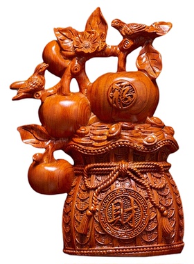 康御红花梨木中式客厅苹果摆件