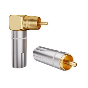 银珂 纯铜镀金RCA莲花头功放音响线插头配件弯头AV同轴音频线接头