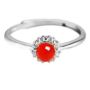 银戒托空托S925纯银戒指空托镶嵌圆形宝石戒面绿松石翡翠玉石 4*4