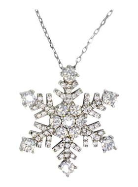 纯银925银女大雪花项链