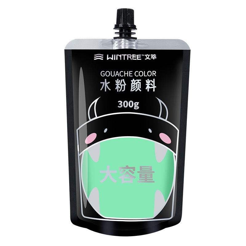 300g文萃水粉顏料無甲醛美術(shù)生45色全套補充裝大容量大白淺灰藍