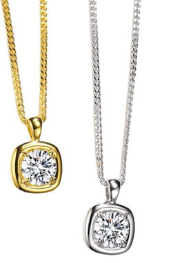 简约光金单钻项链吐司正方形1克拉高级感轻奢百搭925纯银镀金项链