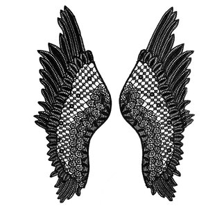 黑白单层涤纶刺绣天使翅膀蕾丝布贴 DIY服装多色领子袖子装饰辅料