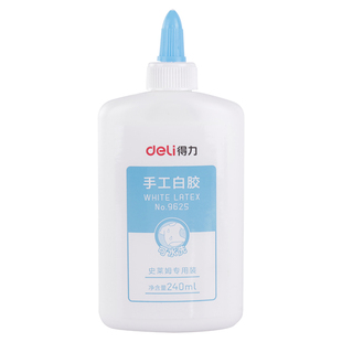 得力白乳胶儿童手工白胶木工胶可水洗学生创意制作DIY专用速干胶水办公用品强力粘木板乳白胶500ml大瓶