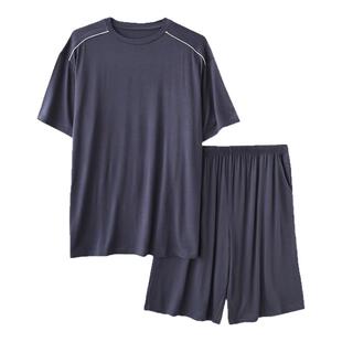 纯色简约运动套头可外穿睡衣男夏季莫代尔薄款短袖短裤家居服套装