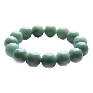 缅甸翡翠A货玉珠手串路路通男女款淡绿8mm10mm13mm16mm手链配证书