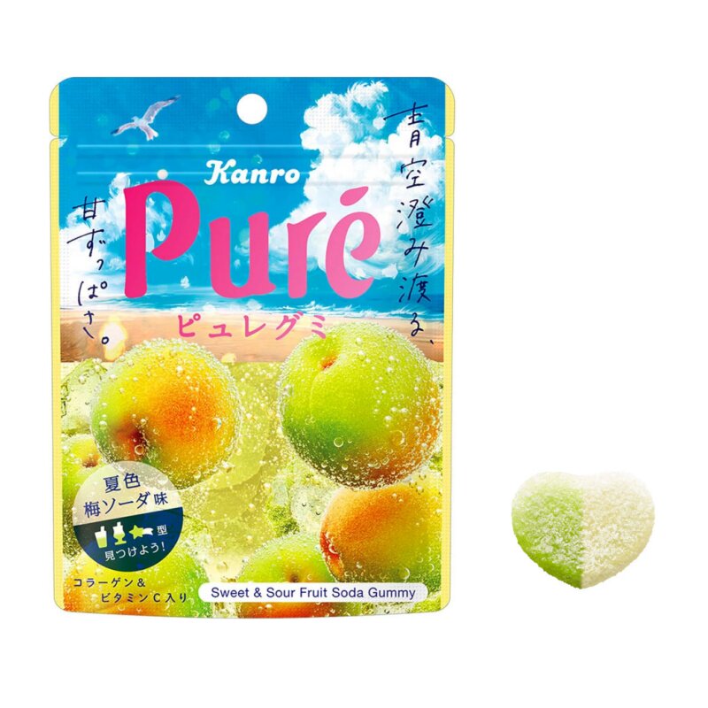 日本甘乐pure心形果汁夹心软糖水果口味爱心糖果儿童零食人气糖果