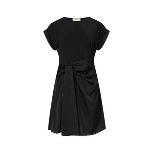 宝姿PORTSPURE女装匹马棉系结拼接设计短袖连衣裙2026夏季新品