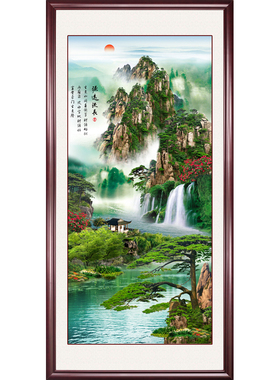 绿色风景竖版自粘走廊过道山水画