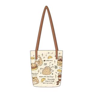 尼睿x劈叉的熊熊 新款原创可爱猫猫单肩包日常百搭大容量水桶包