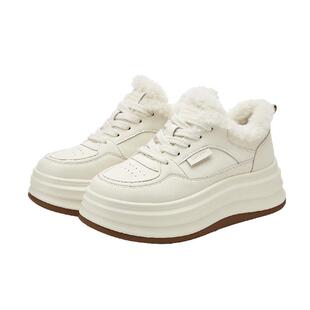 达芙妮女鞋厚底小白鞋女2026春季新款真皮鞋子女百搭休闲增高板鞋