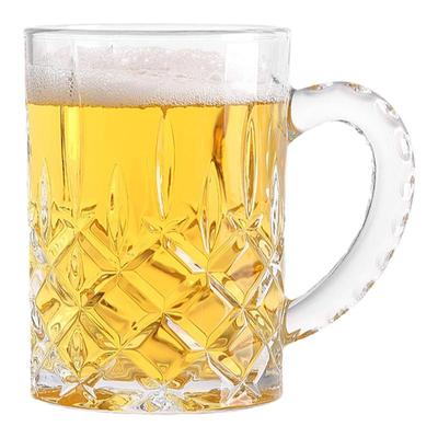 大容量带把手柄加厚刻花玻璃杯子