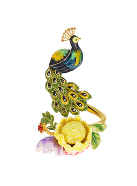 JuicyGrape手绘珐琅孔雀戒指
