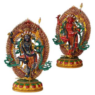 尼泊尔工艺彩绘忿怒佛母金刚亥母佛像纯铜手工錾刻黑空行母摆件