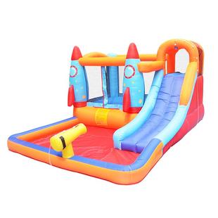 博士豚火箭玩水充气城堡家用室内外滑滑梯儿童蹦床跳床投掷玩具屋