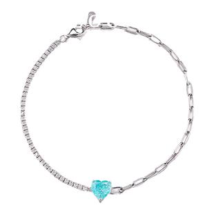 [SOOMI海心]培育帕拉伊巴色碧玺霓虹蓝个性时尚设计手链925纯银女