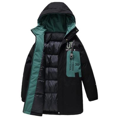 青少年加厚羽绒服男装中长款连帽