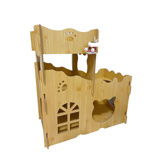 木质猫窝猫屋猫咪房子猫笼猫城堡木箱子四季通用双层猫屋狗窝