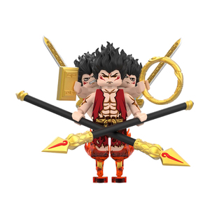 中国积木哪吒之魔童闹海降世敖丙哪吒三头六臂儿童拼装人仔玩具