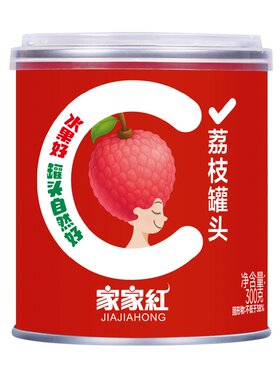家家红荔枝新鲜300g*6水果罐头
