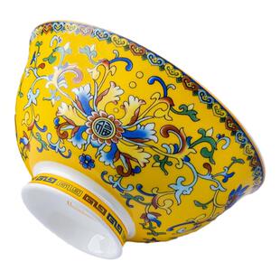 景德镇陶瓷碗高脚防烫碗家用米饭碗珐琅彩吃饭碗骨瓷仿古定制寿碗