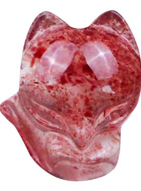 天然红草莓晶狐狸吊坠