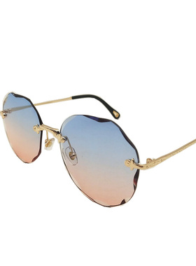 切边黄色女个性高档次太阳眼镜