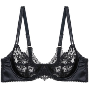 LACLOVER兰卡文挚爱马提尼3/4薄杯文胸蕾丝薄大胸显小内衣LC13QK1