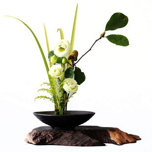 三足花器陶瓷禅意复古中式日式插花器皿剑山插花器套装初学小原流