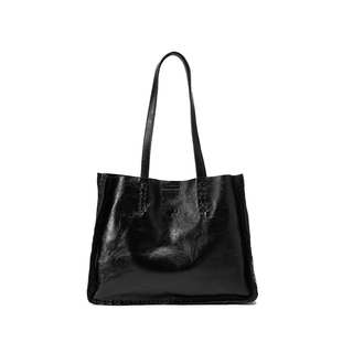 fed女包通勤单肩包方形皮质托特包腋下包黑色子母包大包BFA9463