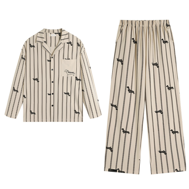 春秋季柔软棉情侣时尚家居服套装