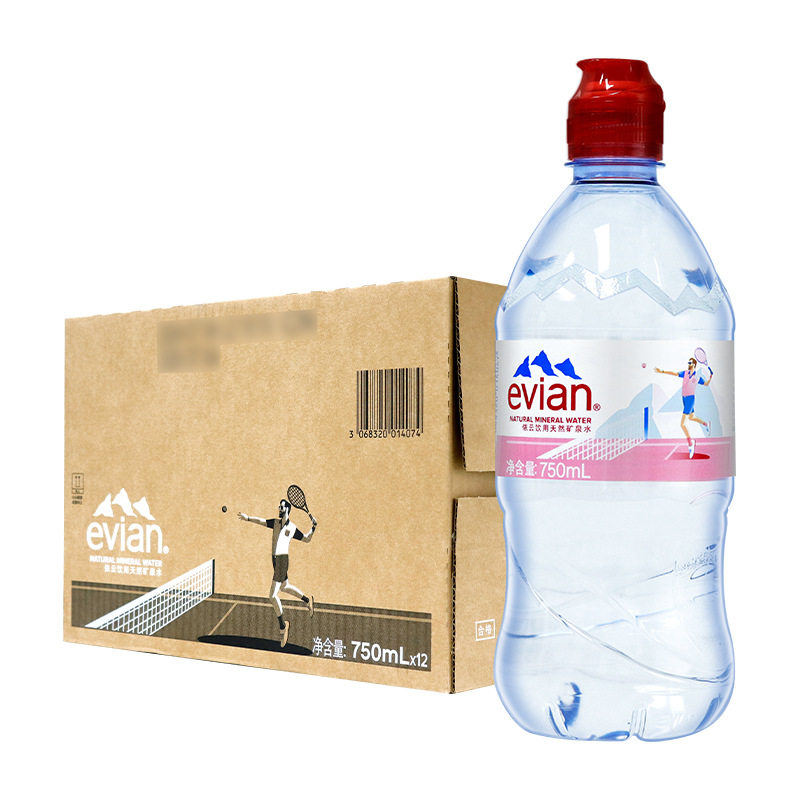 法国进口 依云运动版天然矿泉水 750ml*12瓶 整箱 家庭饮用水