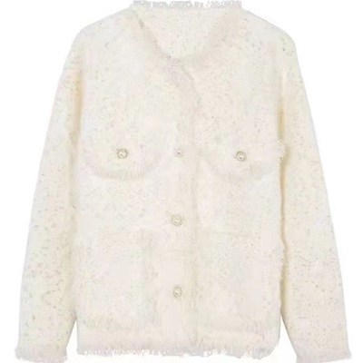 法式小香风流苏外套女秋冬2025新款气质高级感水貂绒名媛开衫上衣