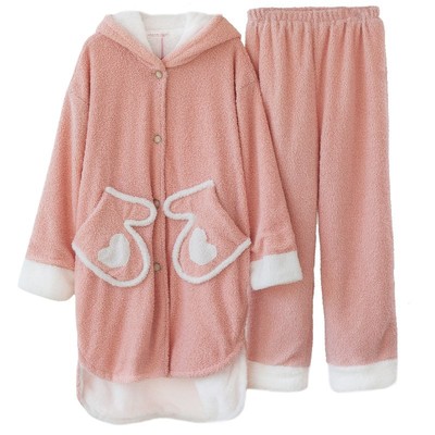 珊瑚中款加绒加厚外穿女士睡衣