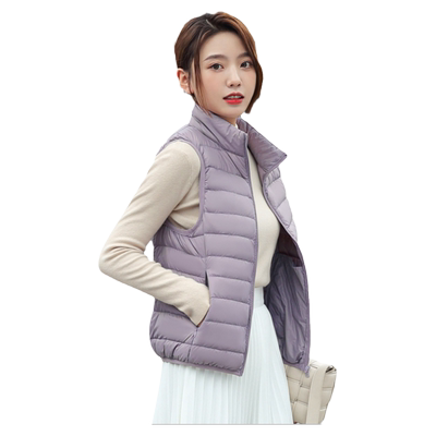 雅鹿立领短款羽绒马甲女士
