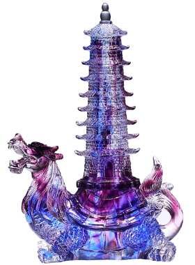 水晶琉璃龙龟驮塔九层文昌塔摆件