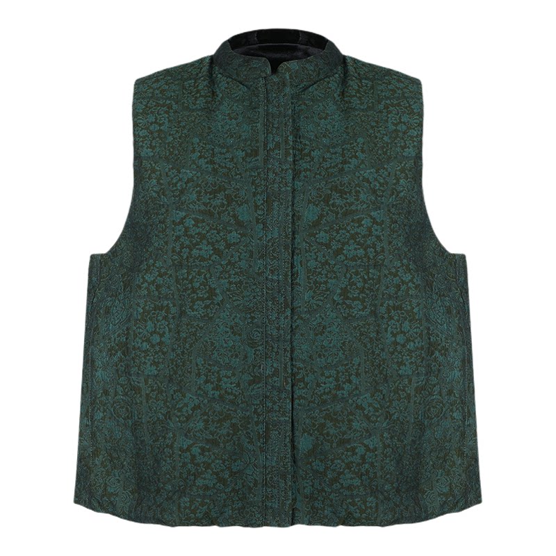 丝绒90鹅绒双面穿中式羽绒服马甲