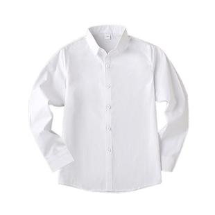 男童白衬衫长袖纯棉色寸衣小女孩儿春夏季短袖学生款校院园风服装