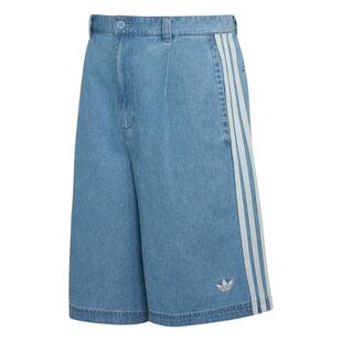 三条纹宽松中腰牛仔运动短裤男装夏季新款adidas阿迪达斯三叶草