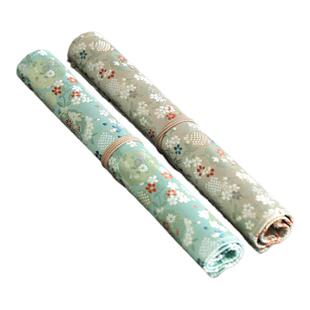 问心堂布艺笔帘毛笔袋书法收纳笔帘笔卷织锦笔帘文房四宝用品书法绘画工具毛笔裁纸刀简约印花帆布收纳袋笔帘