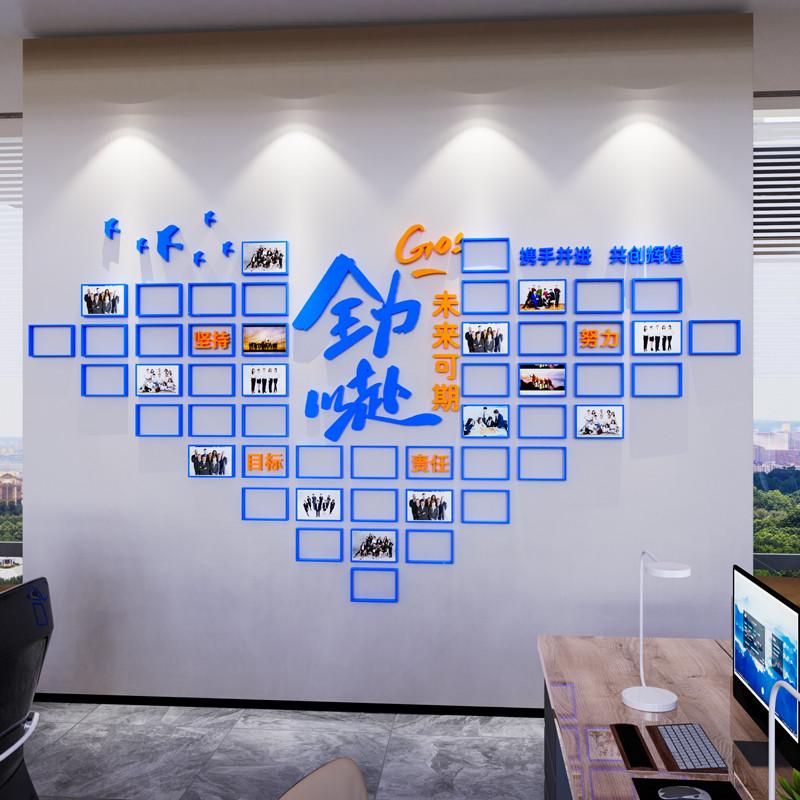 公司团队员工风采展示照片墙企业文化布置办公室装饰励志标语墙贴