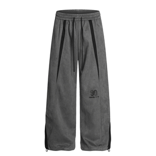 VE2 美式复古90年代教练服裤子运动裤男女拼接休闲裤直筒可束脚