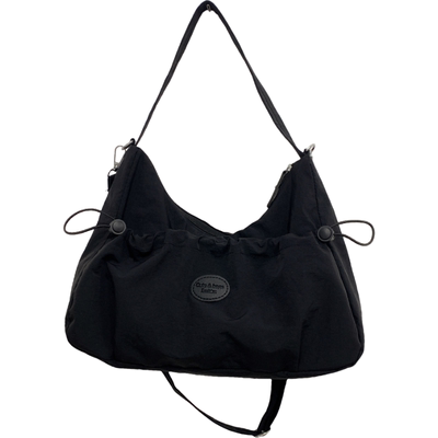 日系学生轻便褶皱斜挎包女休闲抽绳单肩包通勤日常百搭散步手拎包